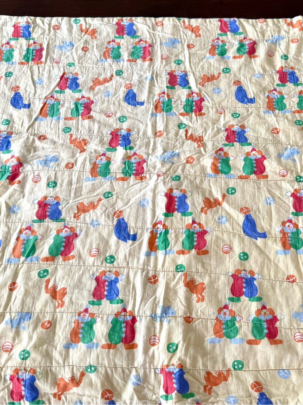 Vintage Clown Baby Quilt Nursery Crib Blanket Lap Quilt 29x39 Circus Theme